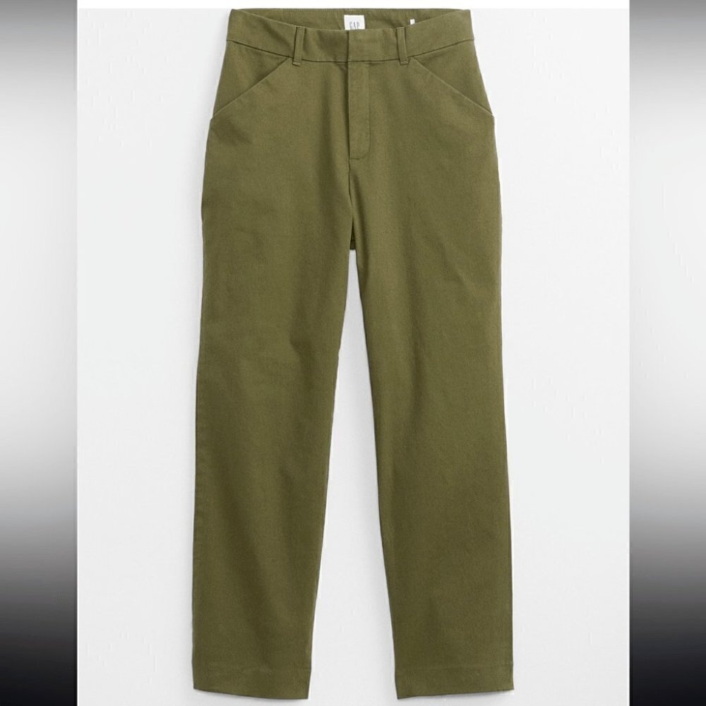 GAP High Rise Slim Stretch Khakis Chino Ankle Pants Work Black 10 PETITE  NWT - Picture 5 of 10